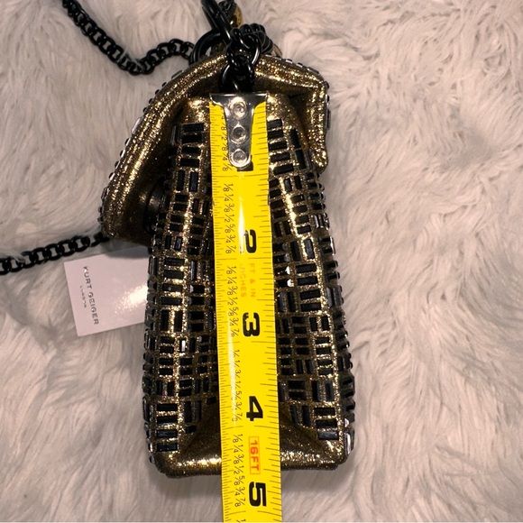 Kurt Geiger • Kensington Gold and Black Rhinestone Cuban Link Purse - Picture 11 of 16